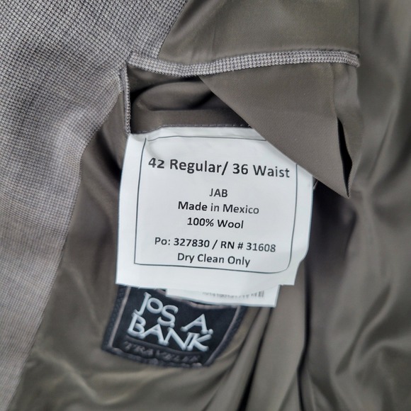 Jos A Bank Traveler Mens 42R Gray 100% Wool Chelsea Blazer Suit Jacket Tan-Tic - Picture 3 of 9